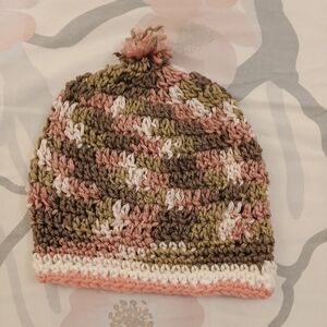 Handcrafted Pink and Brown Crochet Beanie